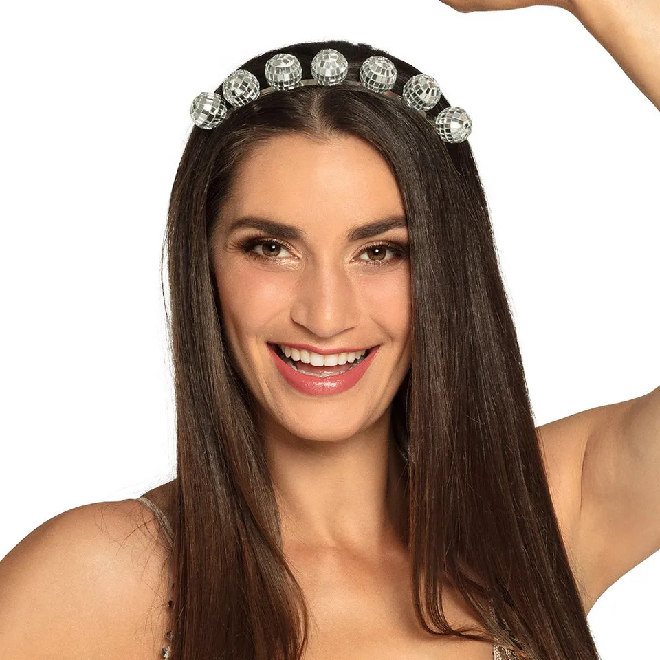 das-kost-mland-haarreif-discokugeln-silber-party-haarschmuck image 1