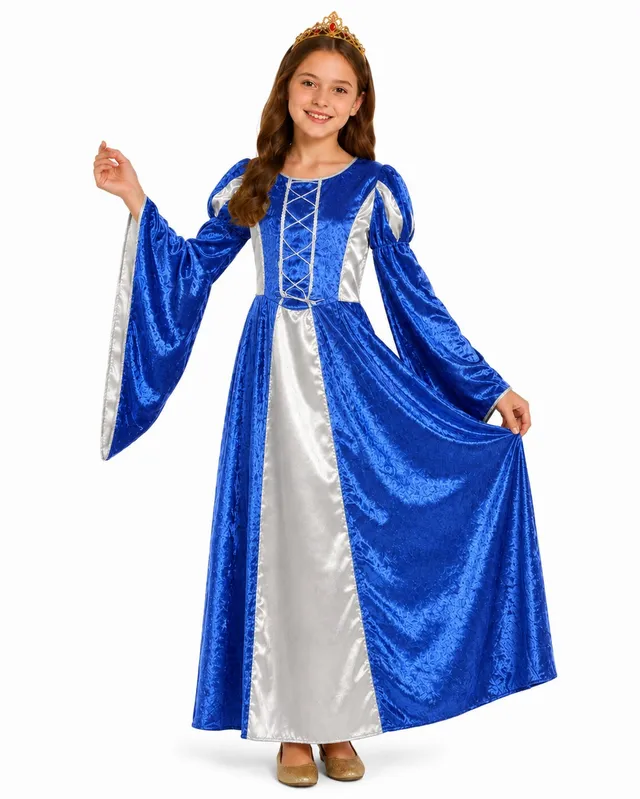 das-kost-mland-m-dchen-prinzessin-helena-kost-m-blau-silber-samt image 1