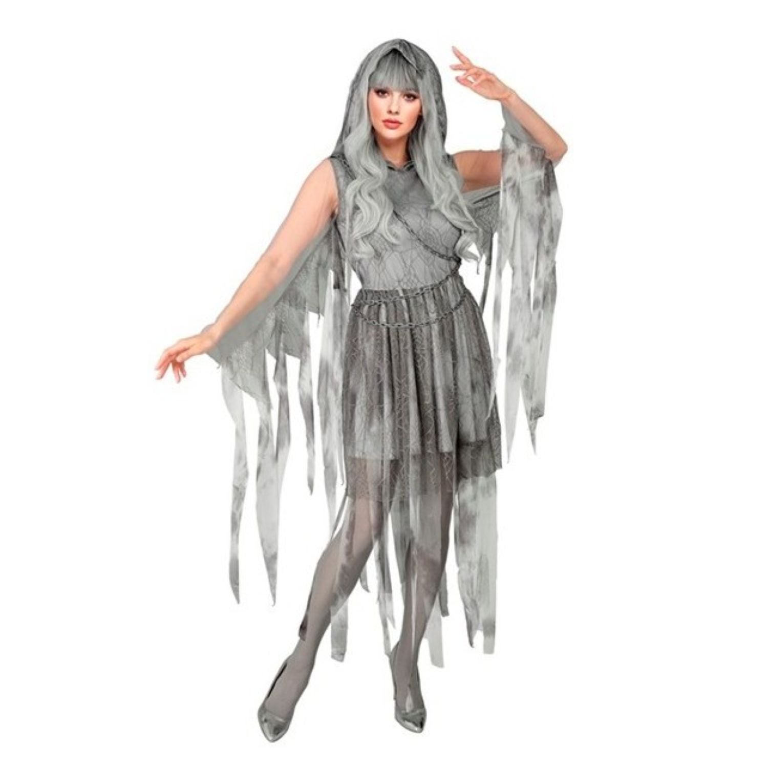 das-kost-mland-ghostly-spirit-damenkost-m-kleid-grau-m-kette image 2