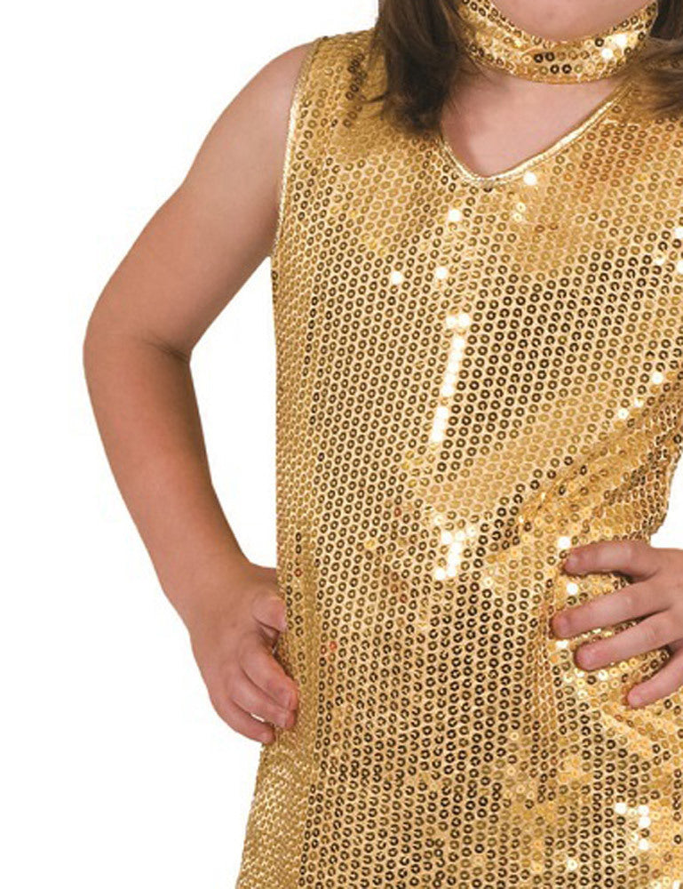 das-kost-mland-disco-pailletten-kleid-gold-m-dchen-mit-halsband image 3