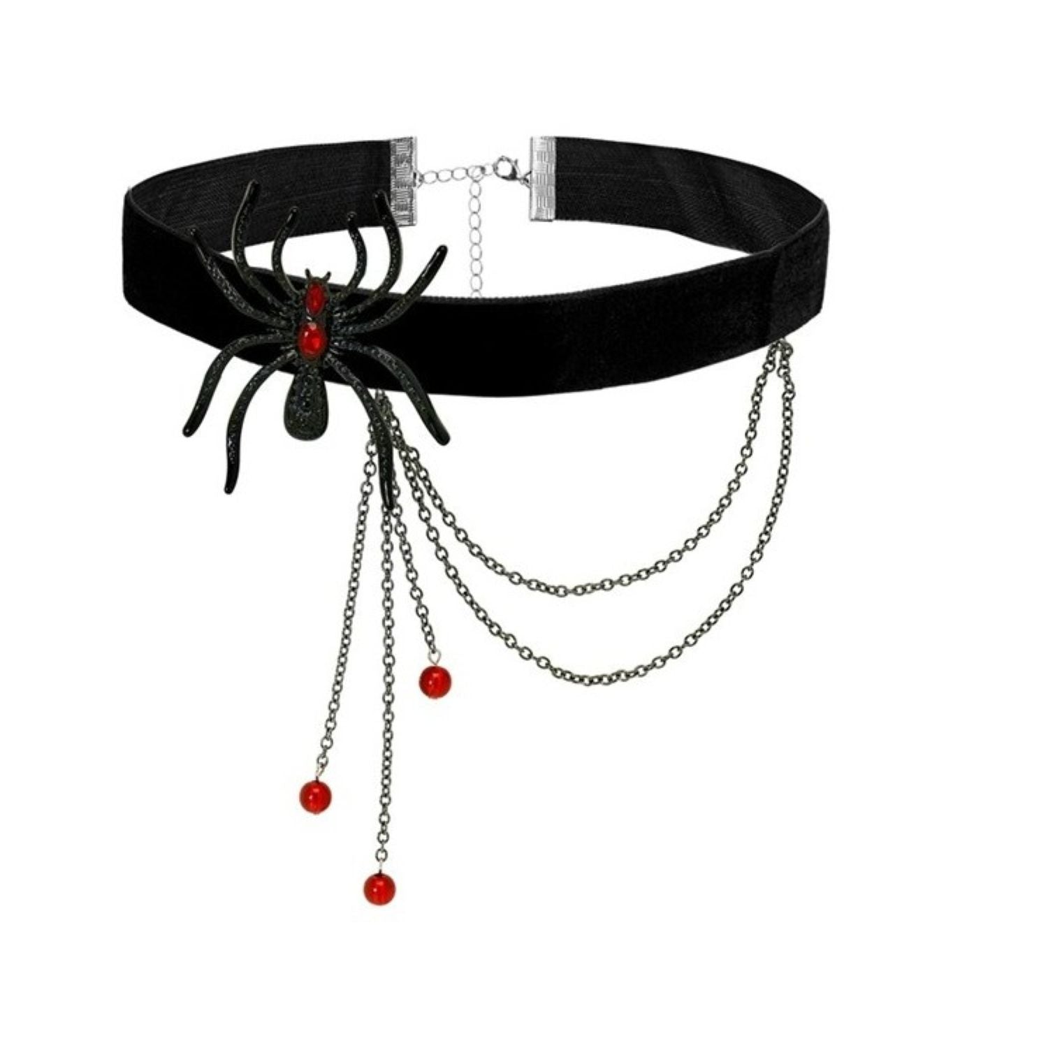das-kost-mland-spinne-halsband-schwarz-rot-strass image 1