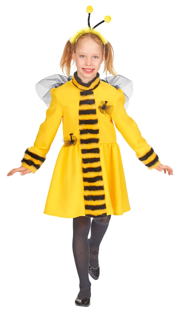 das-kost-mland-m-dchen-bienen-kost-m-kleid-haarreif-gelb-104-152 image 1