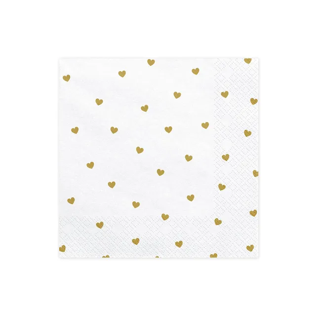 das-kost-mland-herzen-servietten-20stk-33x33cm-wei-gold-papier image 1