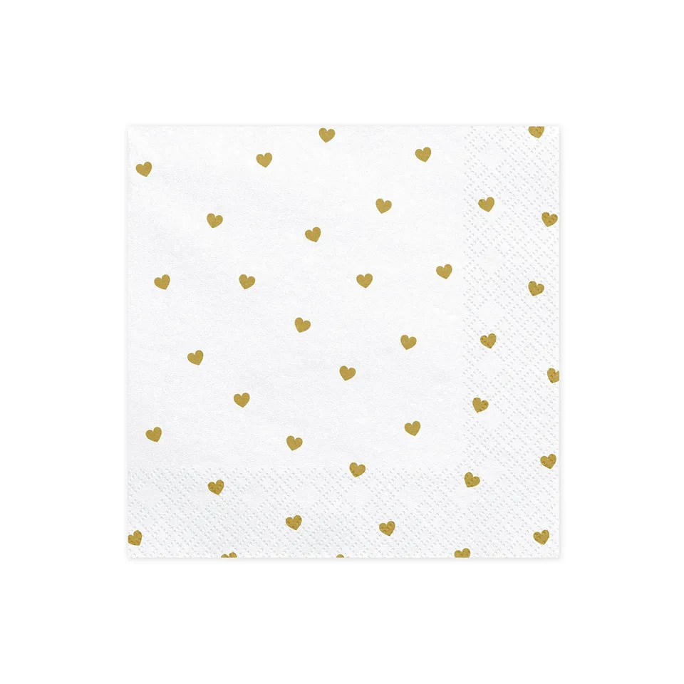 das-kost-mland-herzen-servietten-20stk-33x33cm-wei-gold-papier image 1