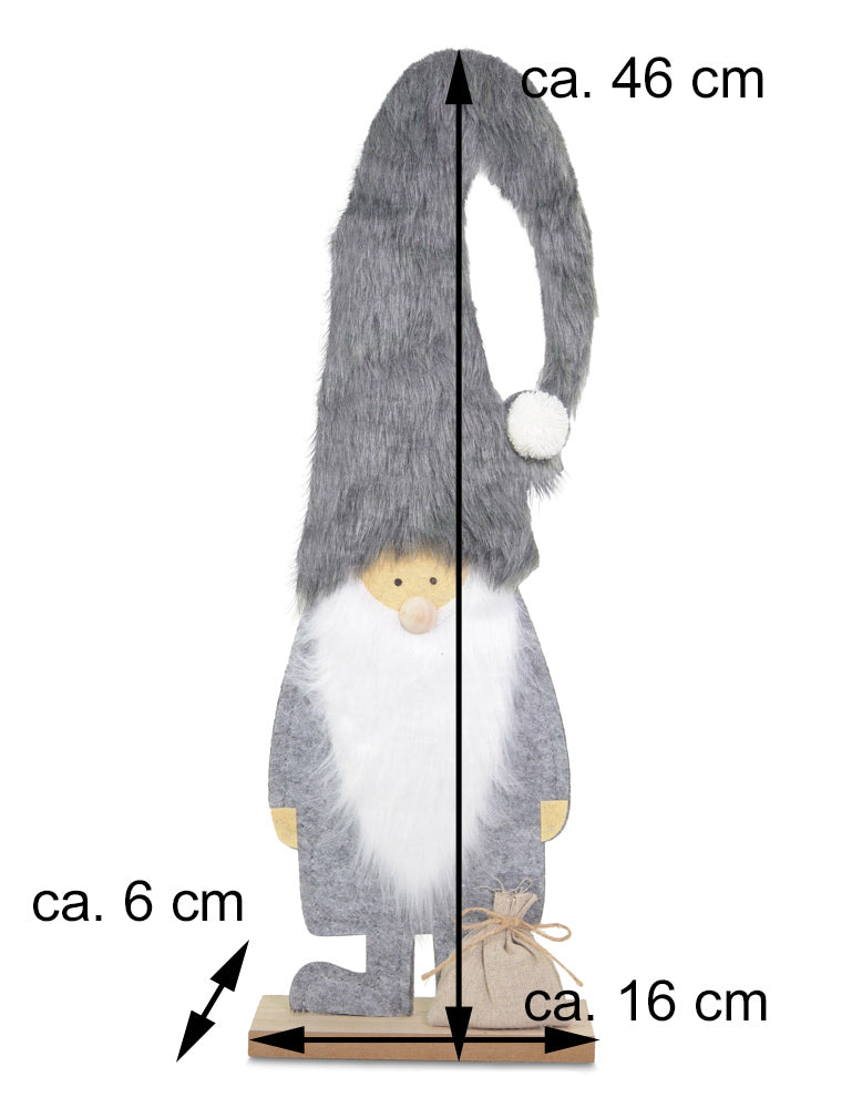 holz-wichtel-dekofigur-santa-mit-sack-46-cm-grau-10136 image 2