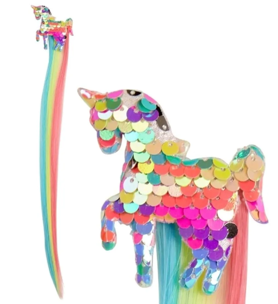 das-kost-mland-einhorn-haarverl-ngerung-glitzer-haarclip image 1