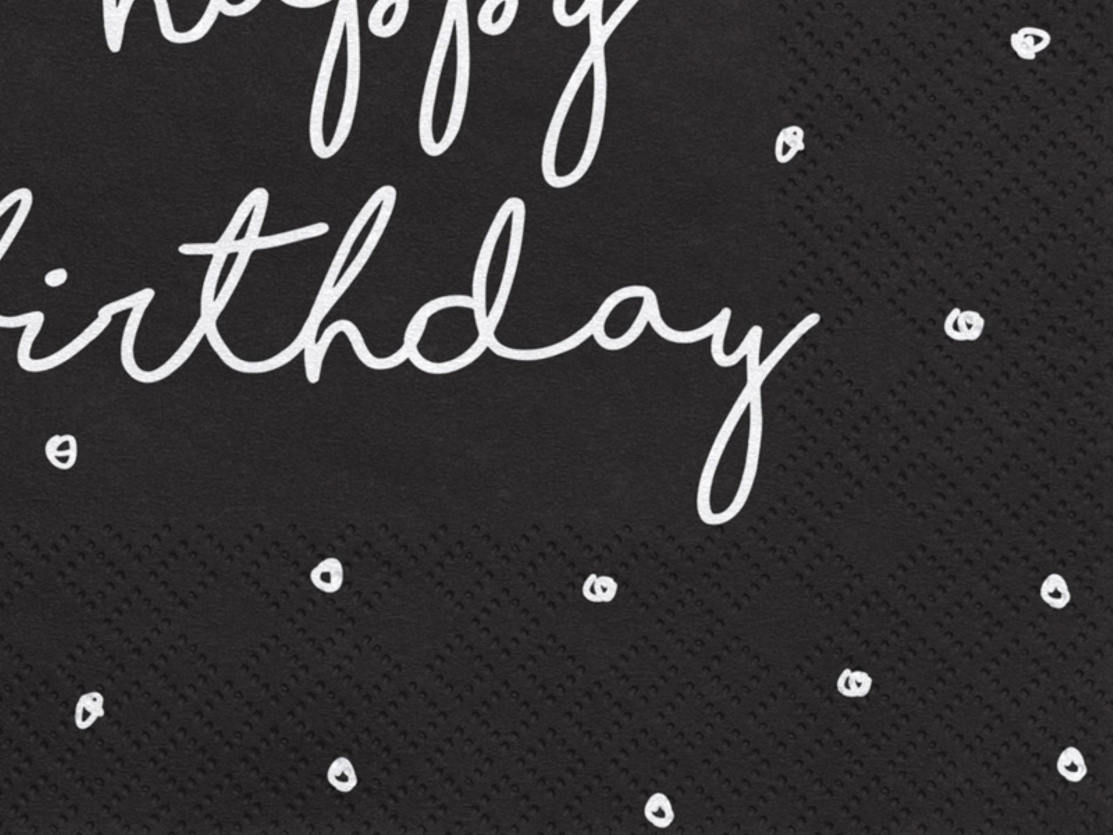 das-kost-mland-happy-birthday-servietten-schwarz-20stk-33x33cm image 2