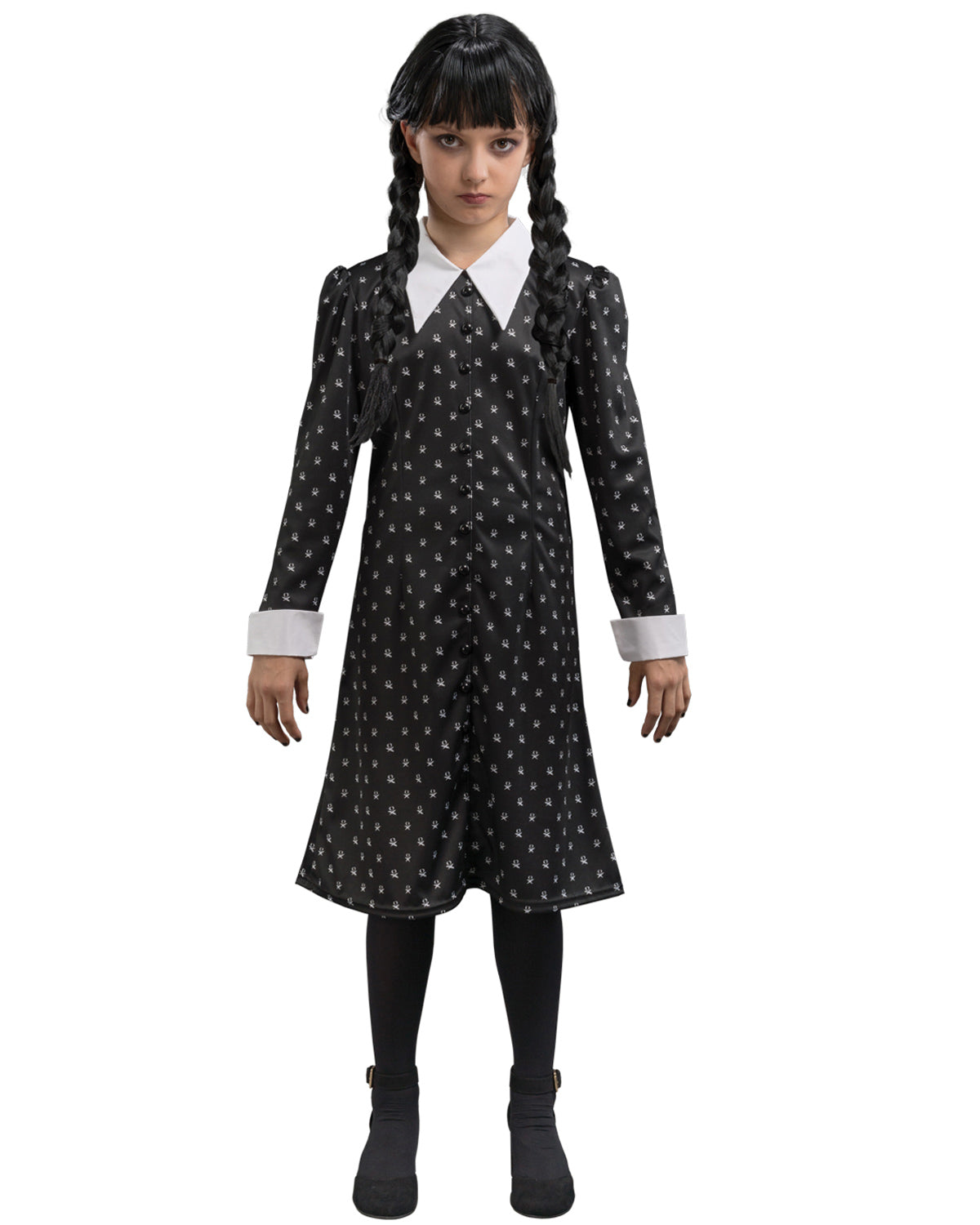das-kost-mland-wednesday-kinder-kost-m-print-kleid-schwarz-wei image 2