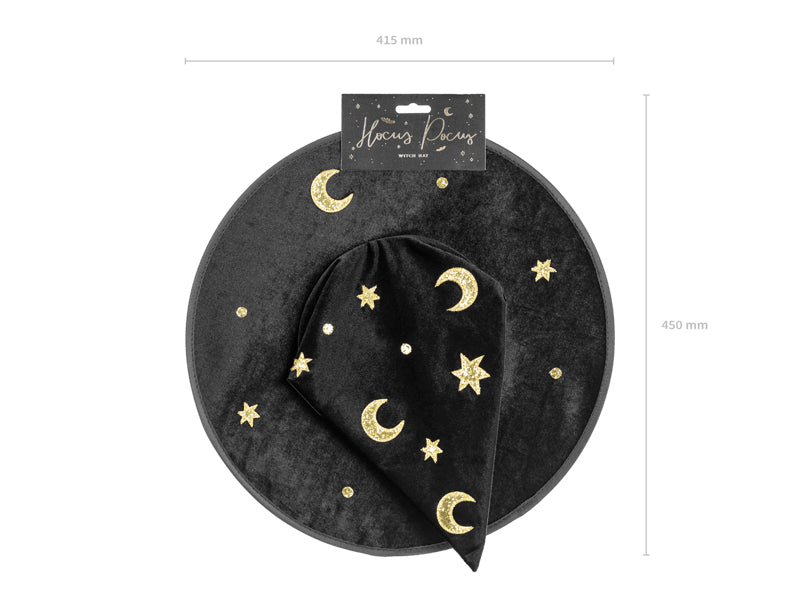 das-kost-mland-kinder-hexenhut-mond-sterne-schwarz-gold-zauberhut image 3