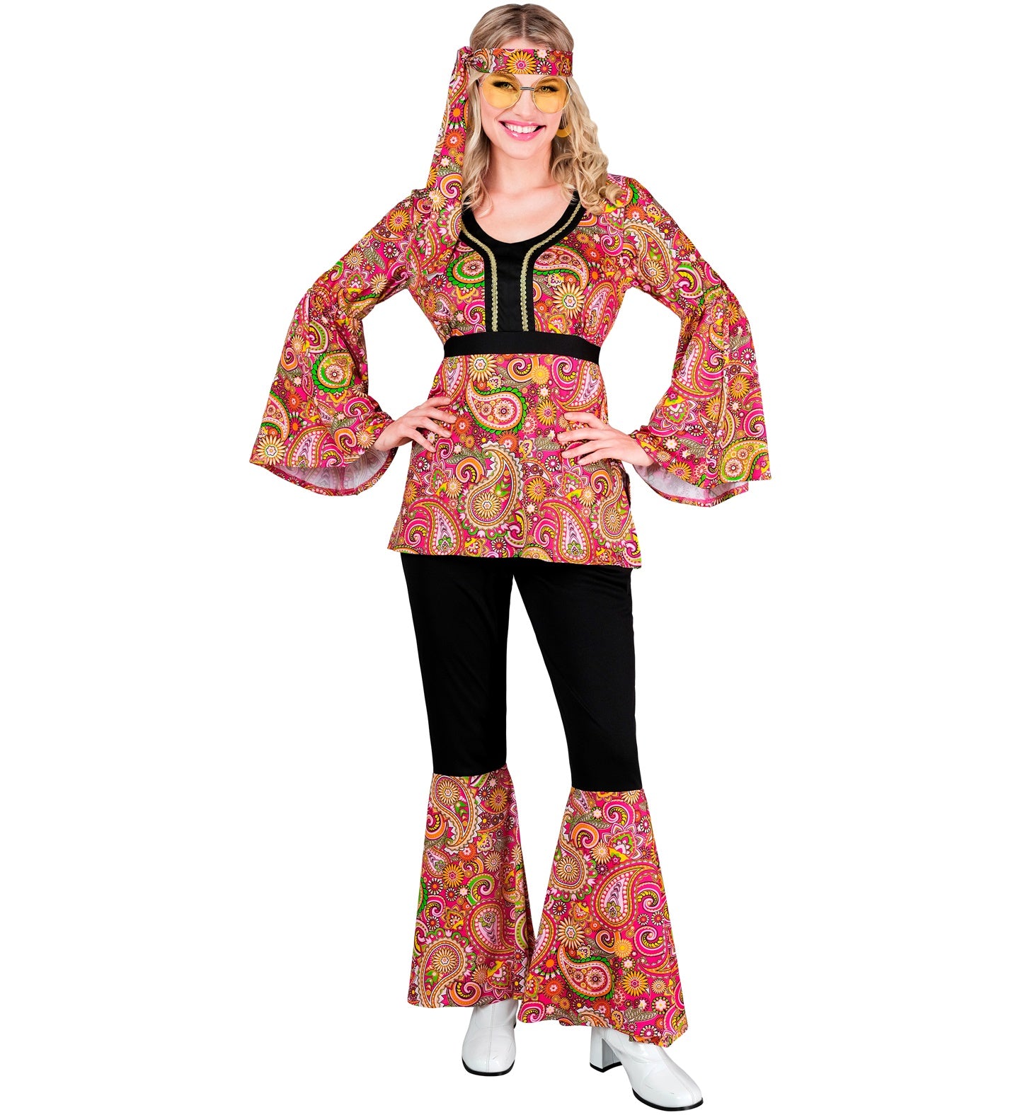 das-kost-mland-damen-hippie-kost-m-paisley-bunt-mit-stirnband image 2