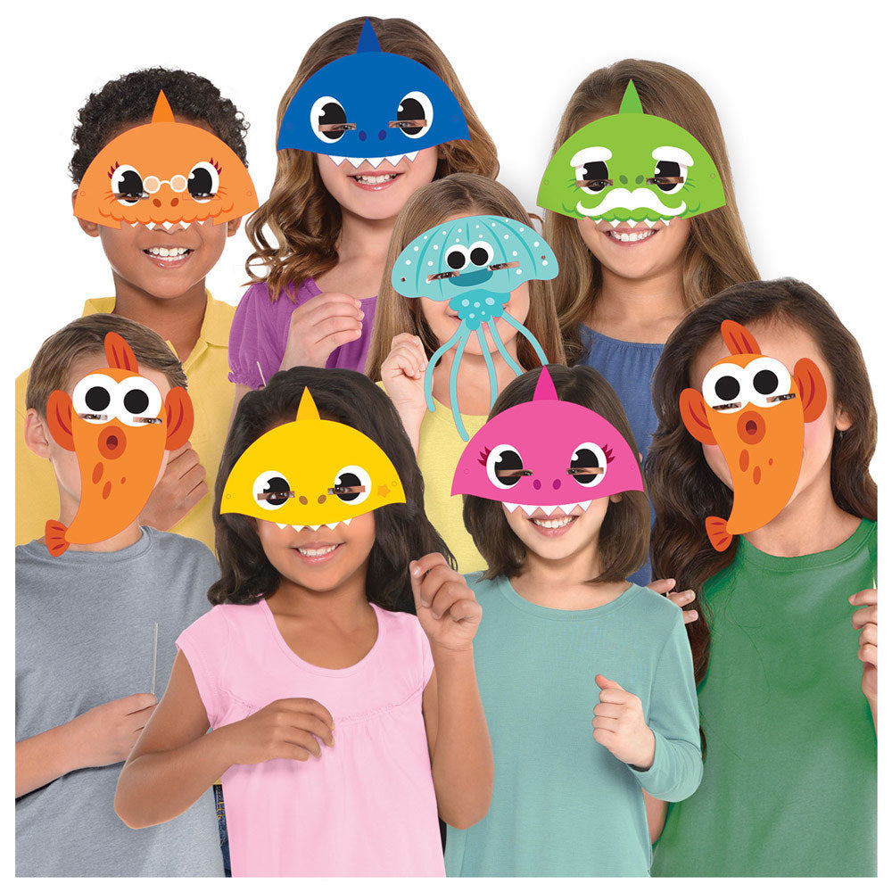 amscan-baby-shark-gesichtsmasken-8er-hai-motiv-partydeko image 1