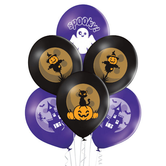 das-kost-mland-spooky-halloween-luftballons-30cm-6-st-ck-schwarz-lila image 1