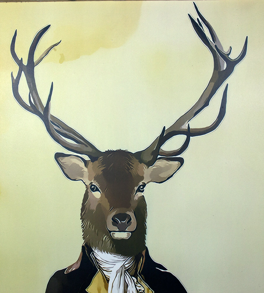 das-kost-mland-sir-hirsch-wandbild-60x80-cm-vintage-holzrahmen image 2