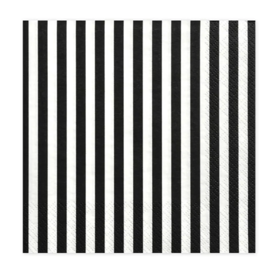 das-kost-mland-stripe-servietten-schwarz-wei-20-stk-33-cm image 1