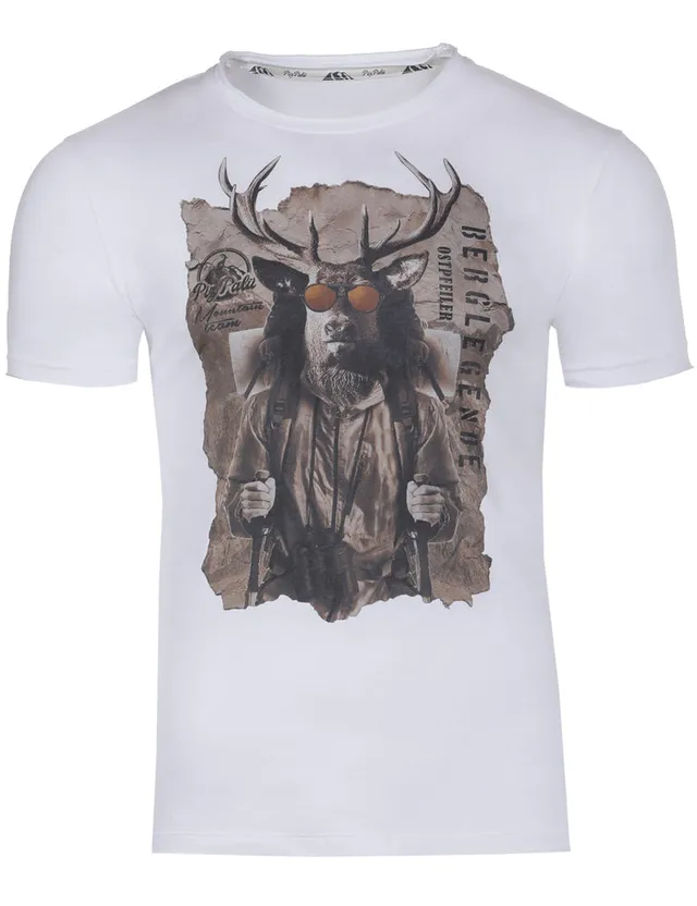 piz-pal-train-herren-t-shirt-hirsch-print-edelwei image 1