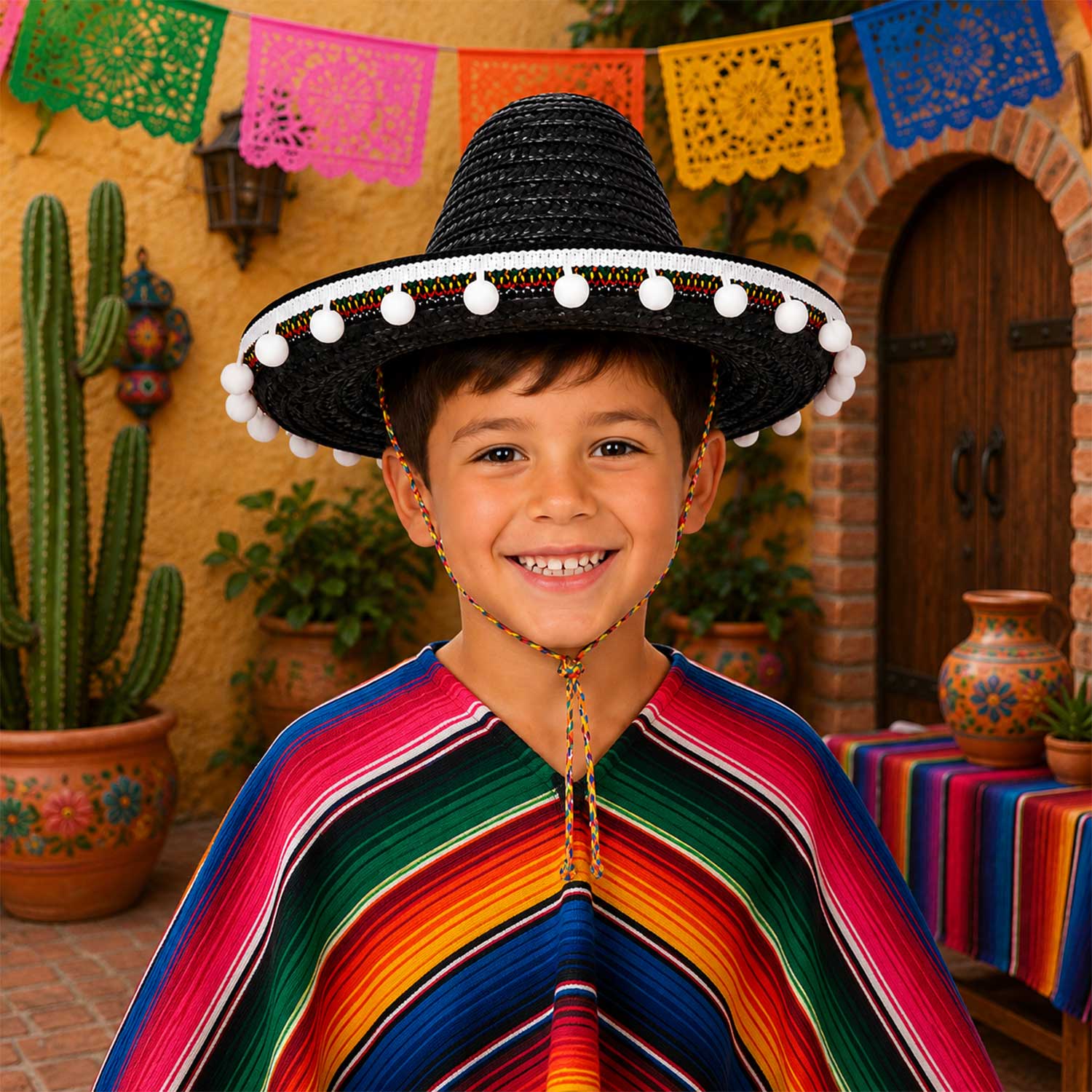 das-kost-mland-accessoires-kinder-mexikaner-sombrero-schwarz-25-cm-troddeln image 5