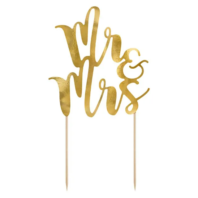 das-kost-mland-tortendeko-hochzeit-mr-mrs-topper-gold-25-5cm image 1
