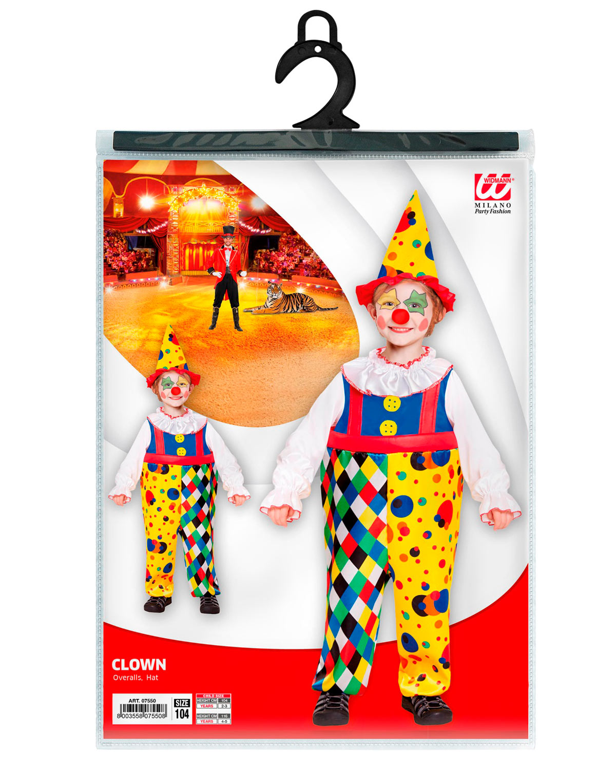 das-kost-mland-clown-kinderkost-m-overall-mit-hut-gr-116-bunt image 2