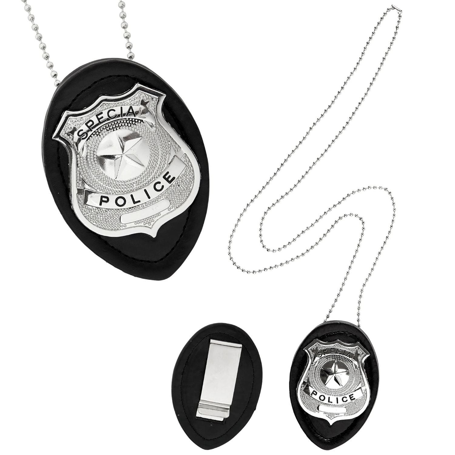 das-kost-mland-polizei-marke-kost-mabzeichen-schwarz-silber-kette image 1