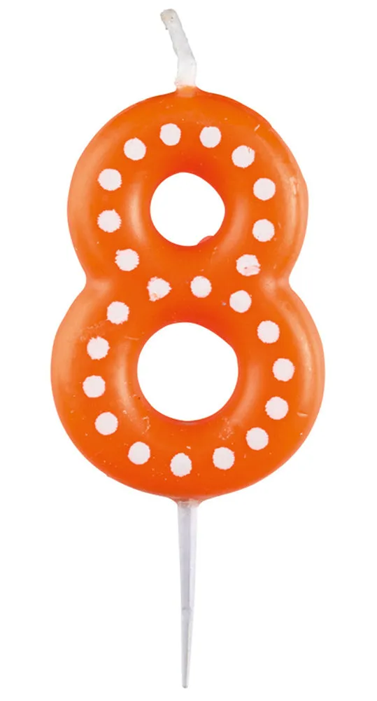 das-kost-mland-dekorationen-zahlenkerze-8-orange-6-5cm-punkte image 1