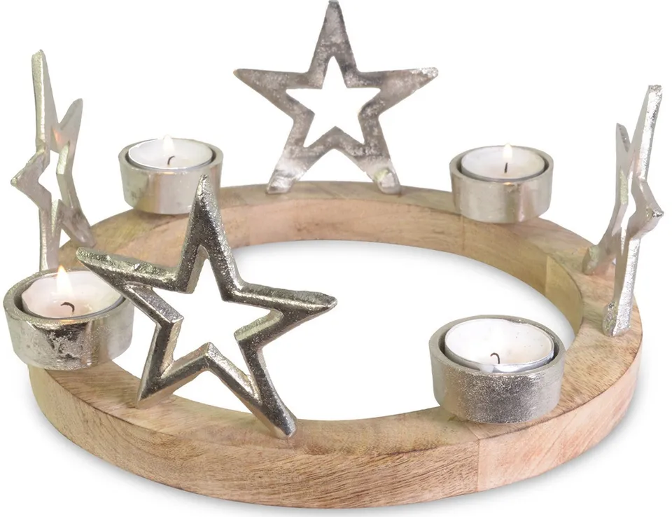das-kost-mland-75219-adventskranz-holz-silber-25-cm image 1