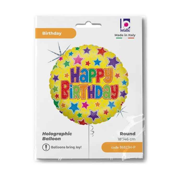 das-kost-mland-happy-birthday-folienballon-stars-holo-46cm image 2