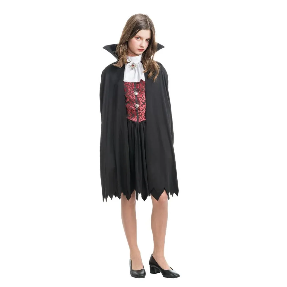 theodora-vampiress-vampirkost-m-kinder-schwarz-rot-umhang image 1