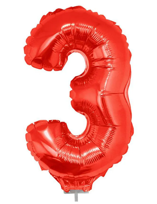 das-kost-mland-folienballon-zahl-3-rot-41-cm-mit-stab image 1