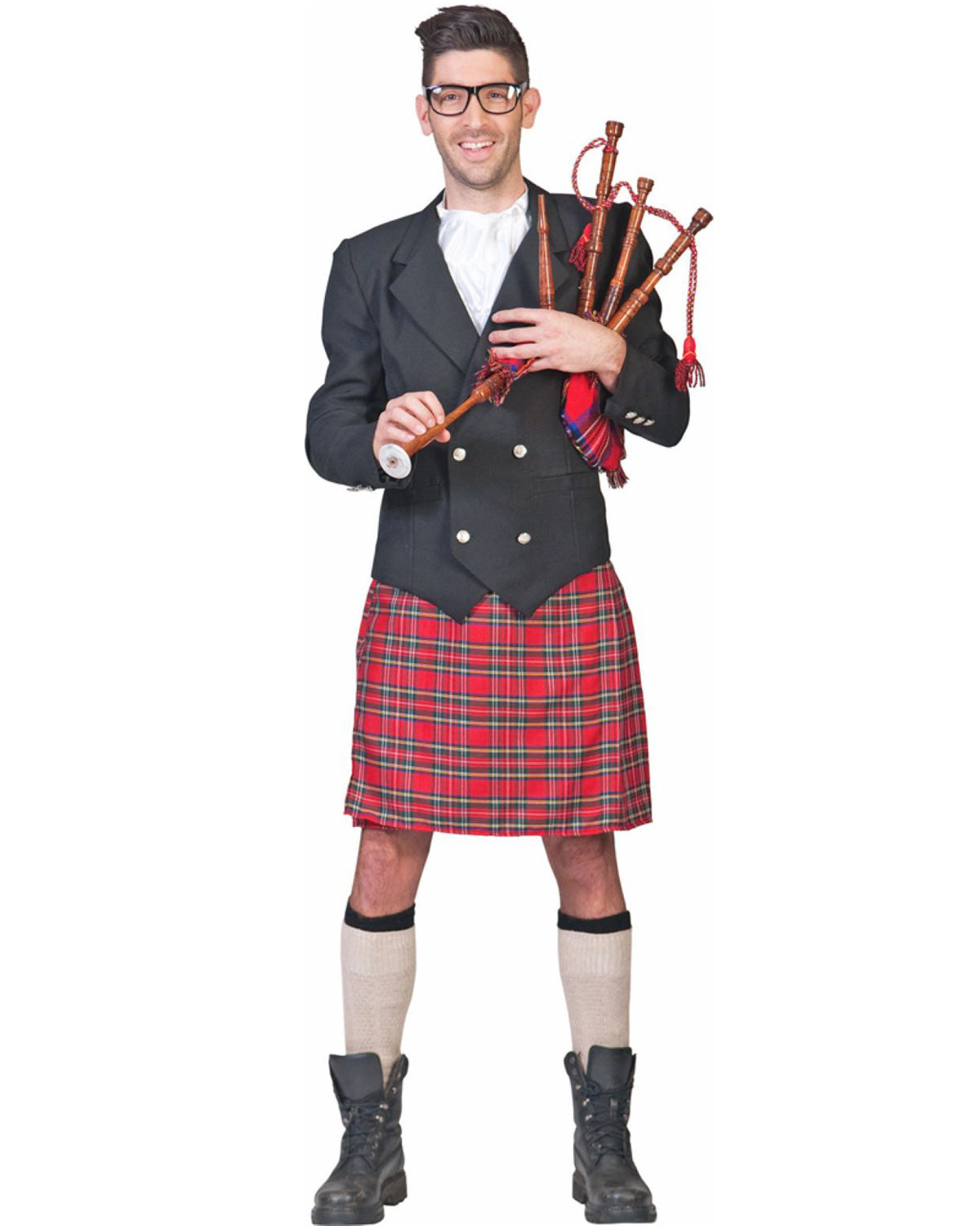schotten-cameron-kost-m-herren-kilt-jacke-rot-gr-n-karo image 2