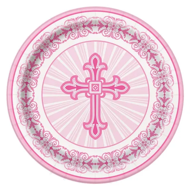 das-kost-mland-dekorationen-pappteller-kreuz-pink-18cm-8stk image 1