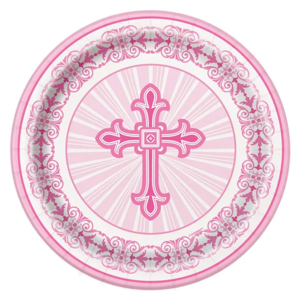 das-kost-mland-dekorationen-pappteller-kreuz-pink-18cm-8stk image 1