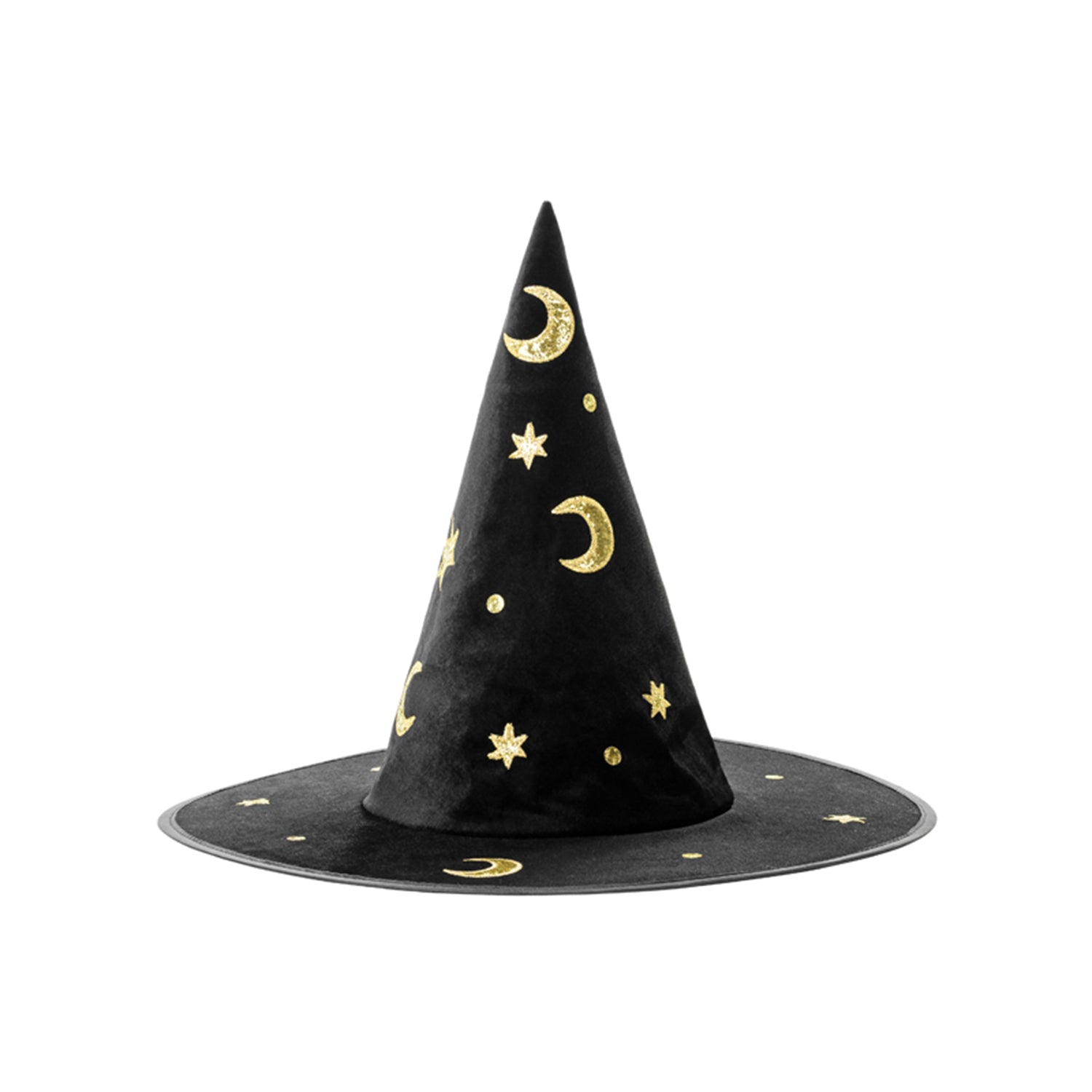 das-kost-mland-kinder-hexenhut-mond-sterne-schwarz-gold-zauberhut image 1