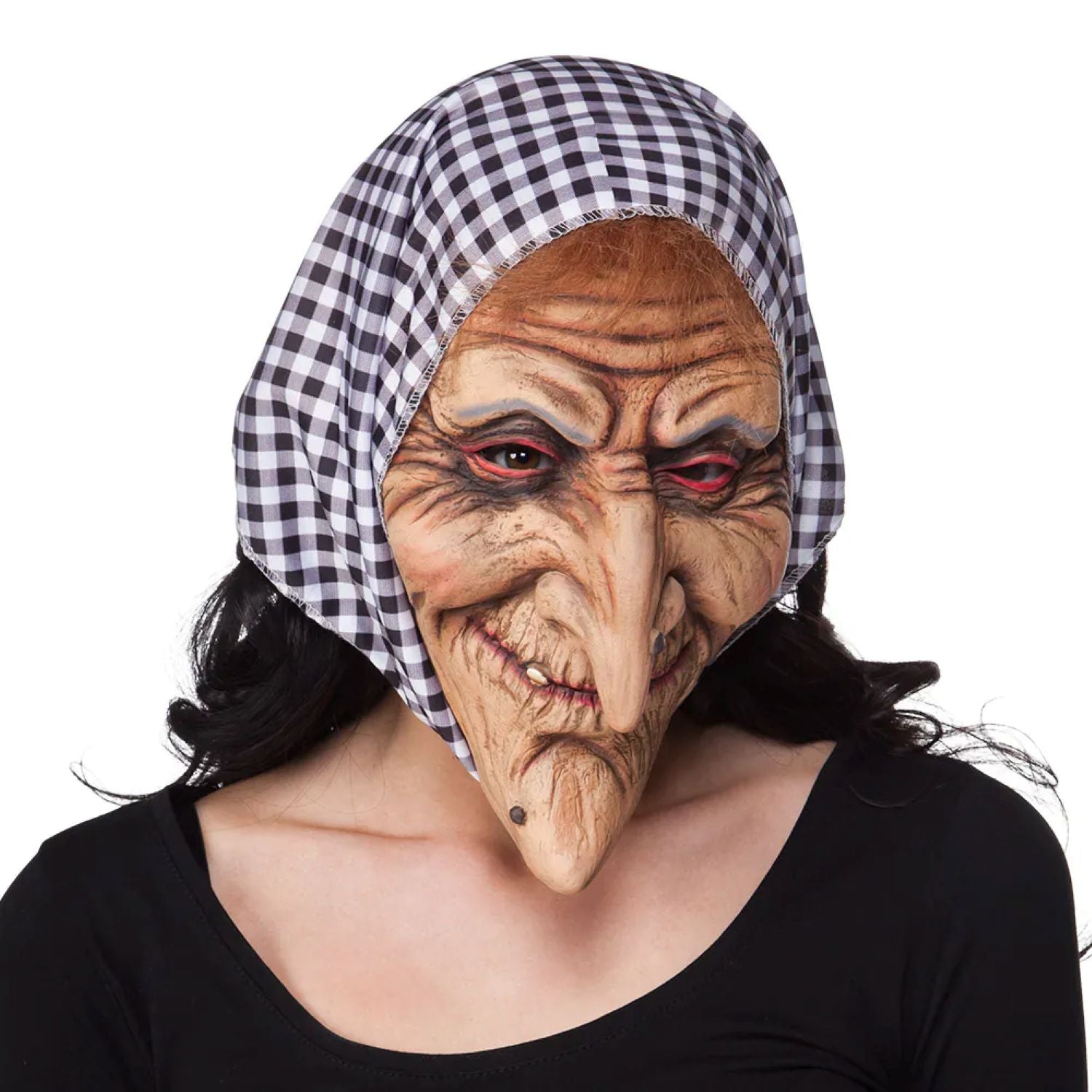 das-kost-mland-accessoires-halloween-latex-maske-hexe-kopftuch image 1