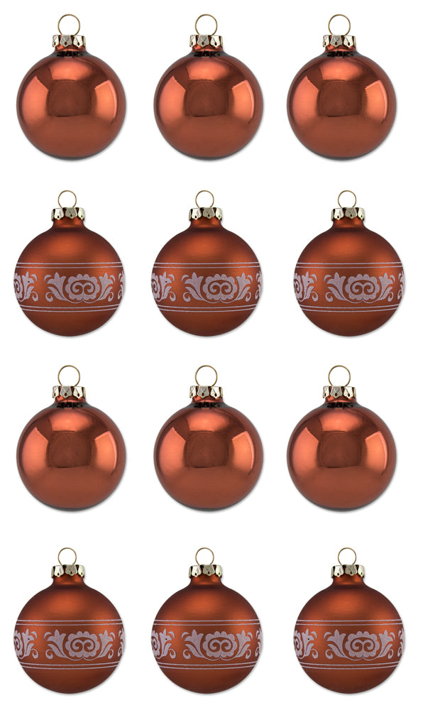 th-ringer-glasdesign-weihnachtskugel-set-8cm-kupfer-12-tlg-glitzer image 1