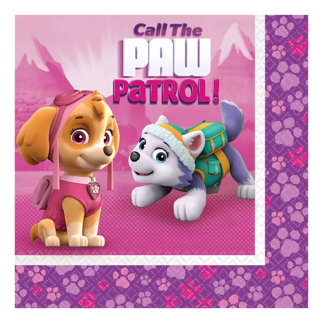 das-kost-mland-pink-paw-patrol-servietten-20-stk-33x33cm image 1