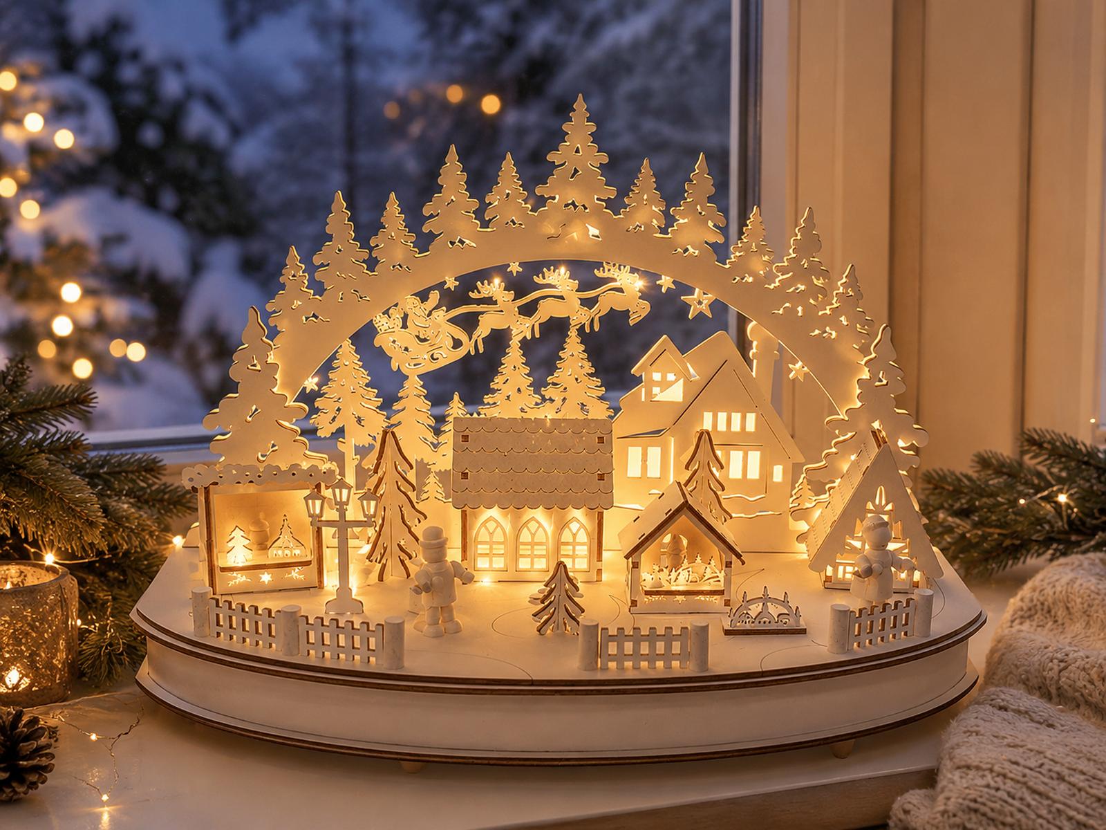 riffelmacher-weihnachtsmarkt-led-schwibbogen-holz-wei-36cm-timer image 2