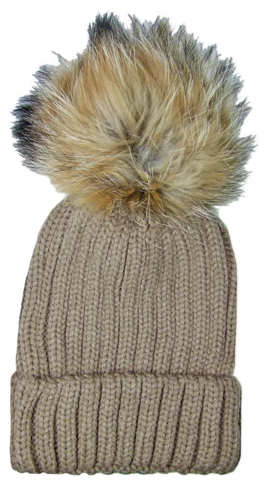 das-kost-mland-damen-beanie-strickm-tze-fellbommel-hellbraun image 1