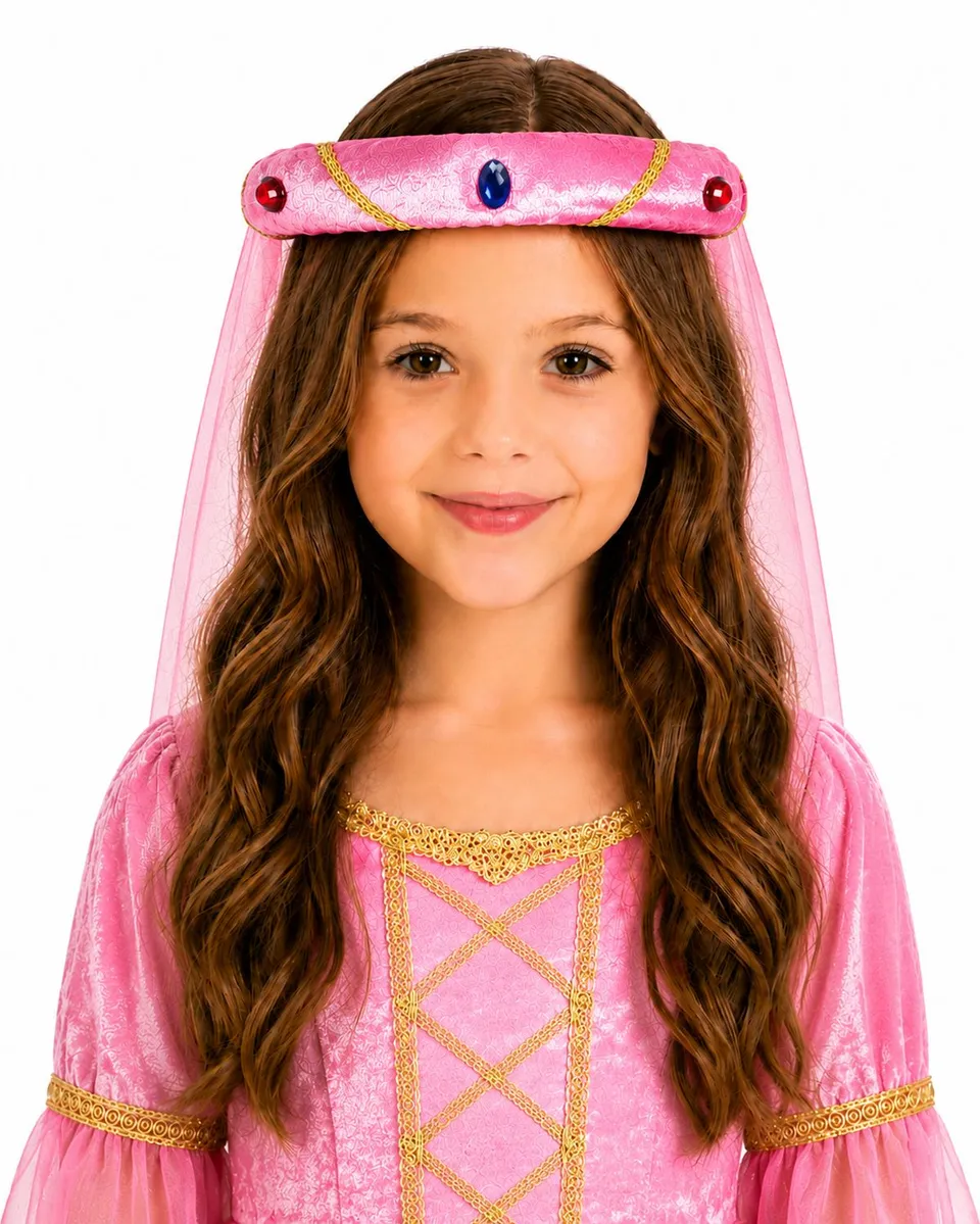rosalin-mittelalter-haarband-mit-schleier-pink-f-r-m-dchen image 1