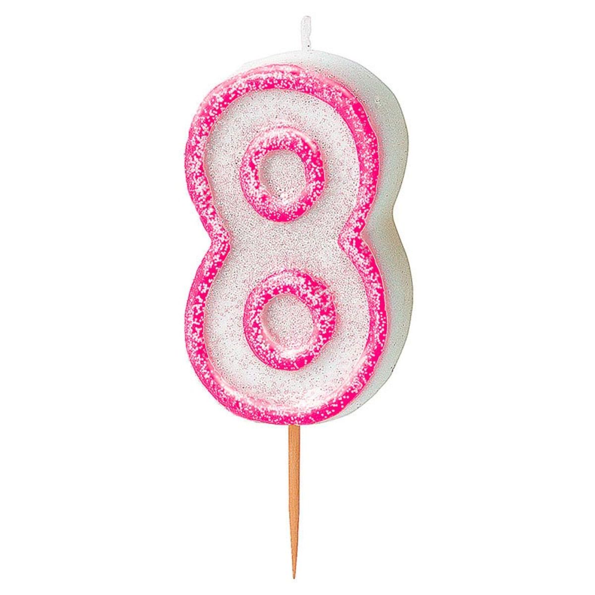das-kost-mland-dekorationen-zahlenkerze-8-kerze-pink-glitzer image 1