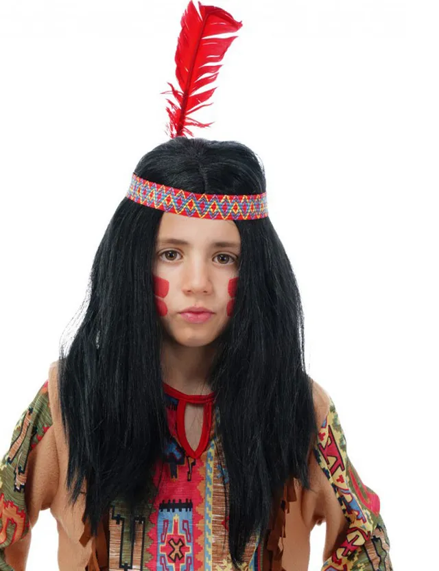 indianer-per-cke-kinder-schwarz-mit-stirnband-feder image 1