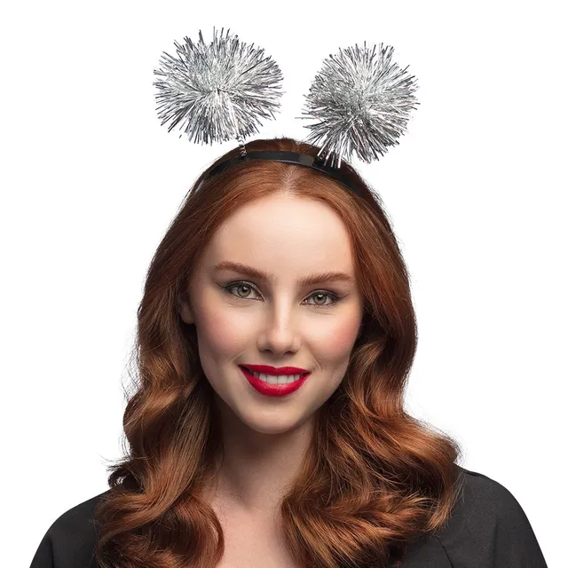das-kost-mland-accessoires-glitzer-haarreif-silber-mit-pompons image 1