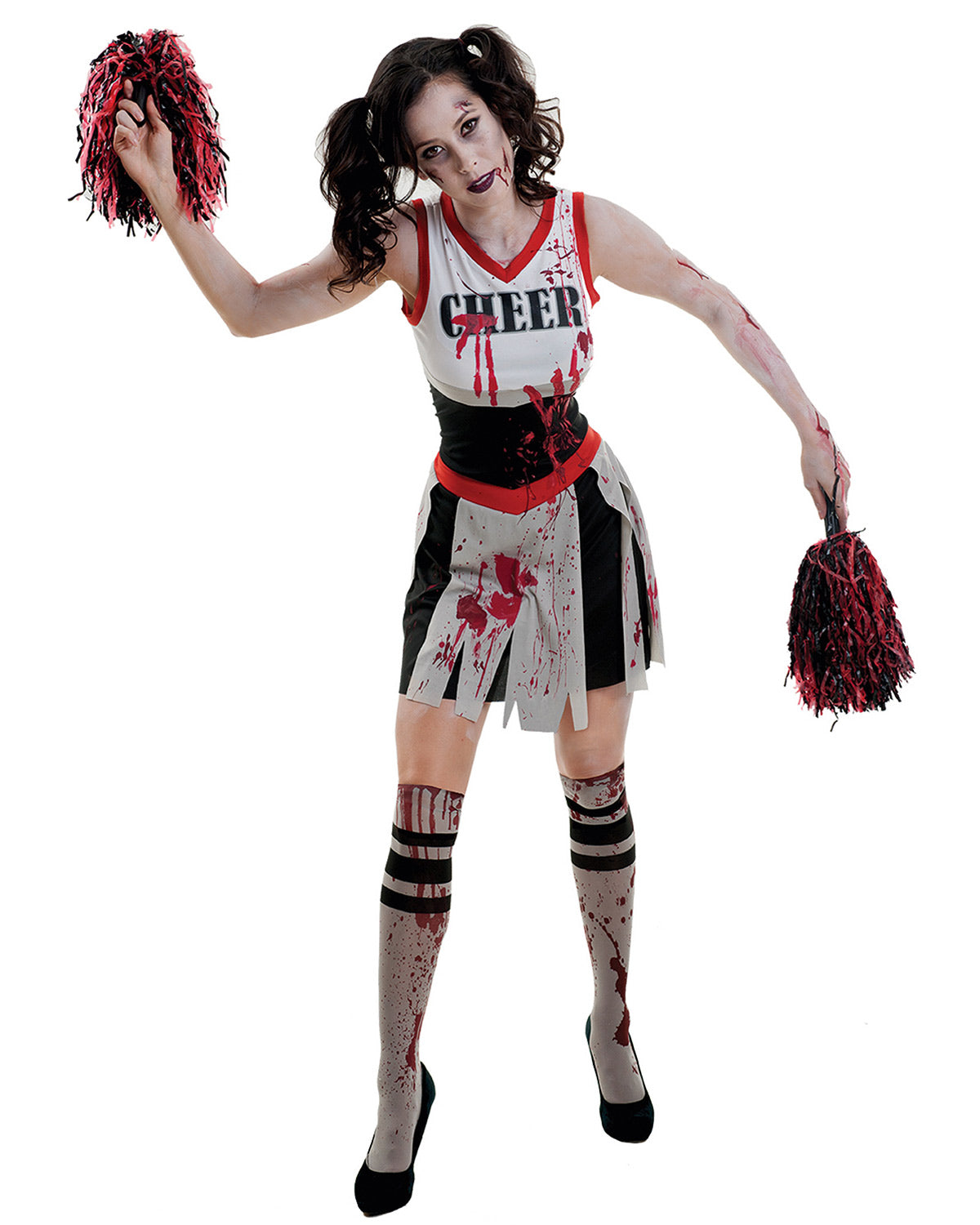 das-kost-mland-damen-zombie-cheerleader-kost-m-schwarz-rot image 1