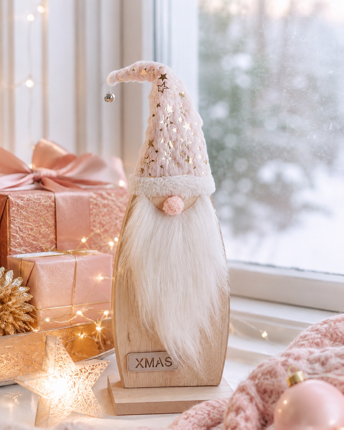 das-kost-mland-accessoires-weihnachtsmann-holz-rosa-14x40cm image 2