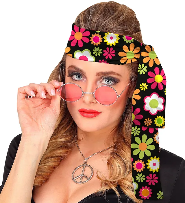 das-kost-mland-60er-stirnband-flowers-hippie-mehrfarbig image 1
