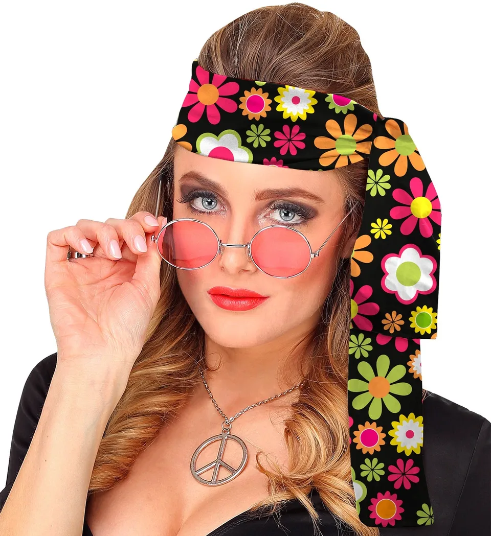 das-kost-mland-60er-stirnband-flowers-hippie-mehrfarbig image 1