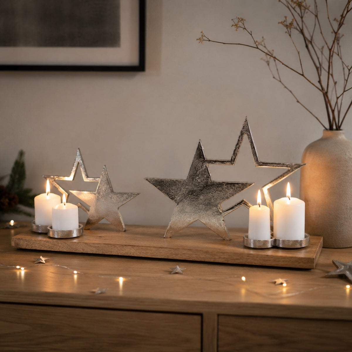 adventskerzenhalter-holz-silber-sterne-xl-68x20x30cm-adventskranz image 3