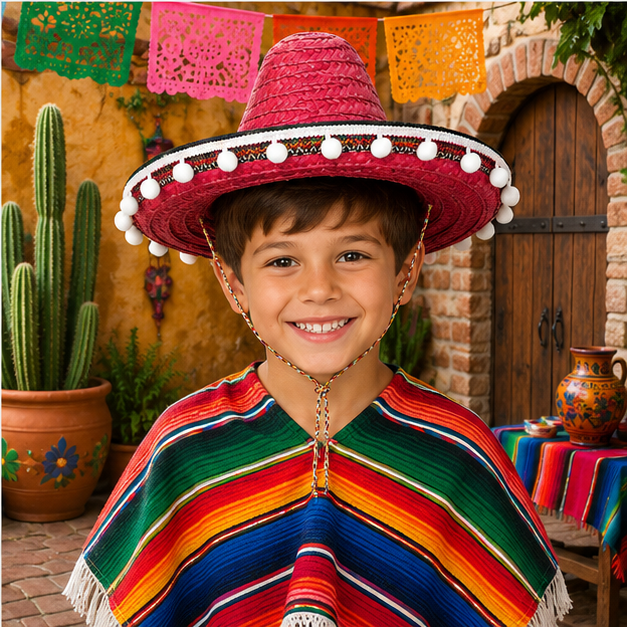 das-kost-mland-accessoires-kinder-sombrero-rot-25-cm-mit-troddeln image 5