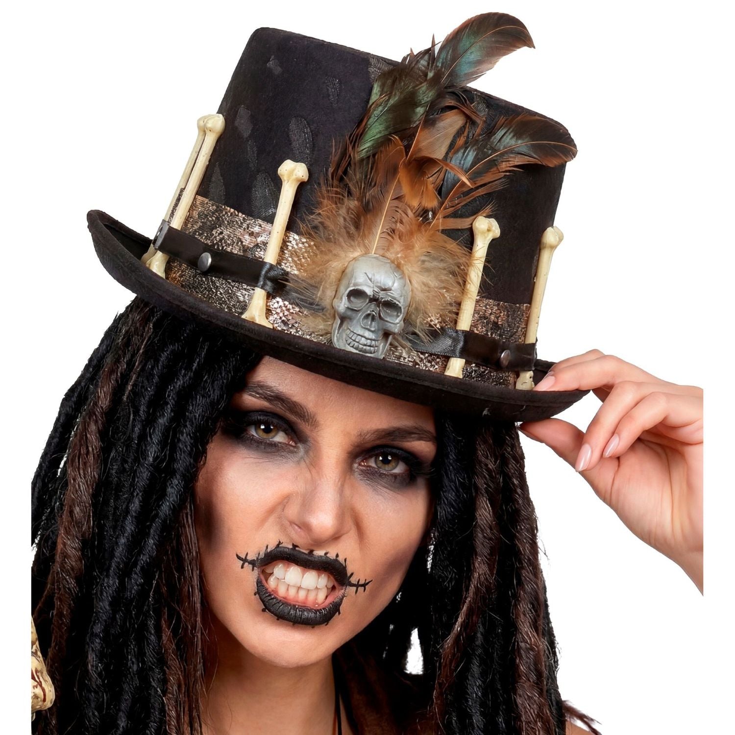 das-kost-mland-voodoo-zylinder-totenkopf-kost-mhut-schwarz image 3
