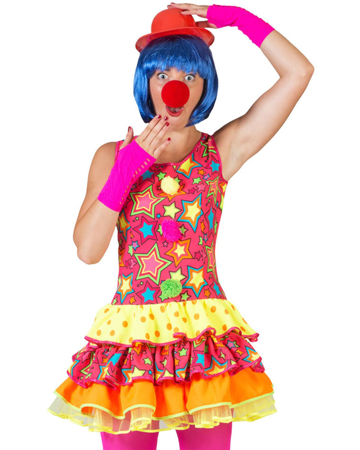 das-kost-mland-damen-clown-miley-kost-m-zirkuskleid-bunt-sterne-36-38 image 2