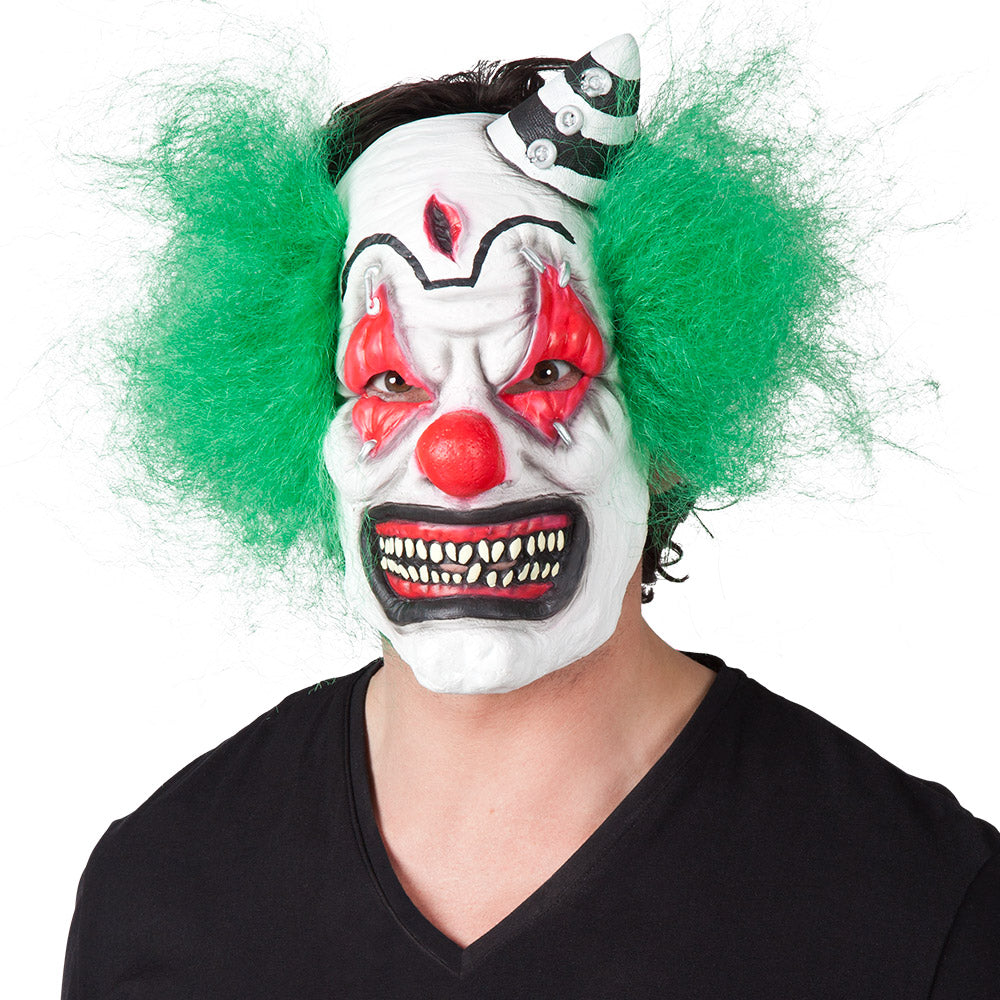 das-kost-mland-accessoires-horror-clown-maske-latex-gr-nes-haar image 1
